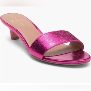 Paolo Metallic Pink Heeled Slides 8.5 new kitten
